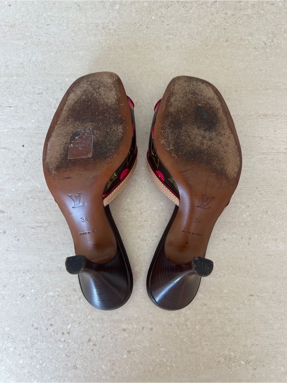 Louis Vuitton Red Monogram Murakami Cherry Mule Sandals - Picture 6 of 8
